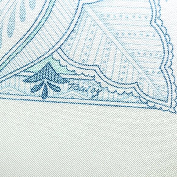 HERMES Carre 90 Scarf ""Les chants du Henne"" Silk Peppermint Auth am8731 - Picture 3 of 15